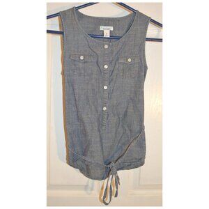 Old Navy Denim Look Girl's Size M Sleeveless Pullover Top Youth with Fabric Belt